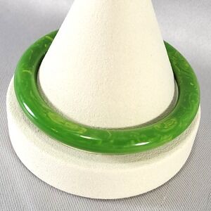 Green Marble Bakelite Bangle Bracelet 8 Inch Simichrome Tested Vintage